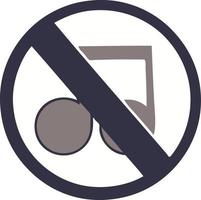 flat color retro cartoon no music allowed sign vector