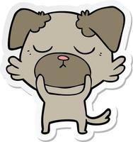 sticker of a cute cartoon dog vector