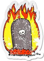 retro distressed sticker of a cartoon spooky grave vector