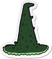 sticker of a cartoon spooky witch hat vector