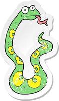 retro distressed sticker of a cartoon snake vector