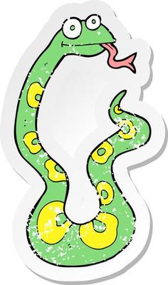 retro distressed sticker of a cartoon snake