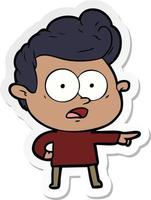 sticker of a cartoon staring man vector