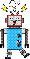 robot roto loco de dibujos animados de estilo cómic vector