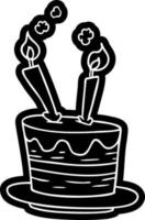 caricatura, icono, dibujo, de, un, torta de cumpleaños vector