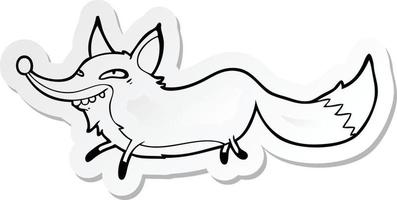 sticker of a cartoon sly fox vector