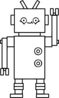 line drawing cartoon robot vector