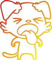 warm gradient line drawing cartoon disgusted dog vector