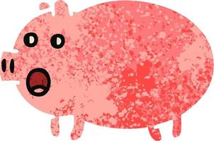 retro illustration style cartoon pig vector