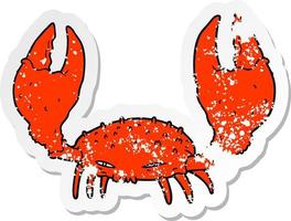 distressed sticker of a cartoon crab vector