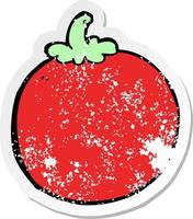 distressed sticker of a cartoon tomato vector