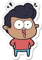 sticker of a cartoon excited man vector
