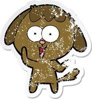 distressed sticker of a cute cartoon dog vector