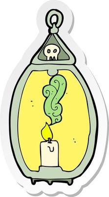 sticker of a cartoon spooky lantern