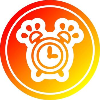 ringing alarm clock circular in hot gradient spectrum vector