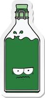 sticker of a cartoon old bottle vector