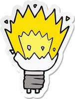 sticker of a cartoon exploding light bulb vector