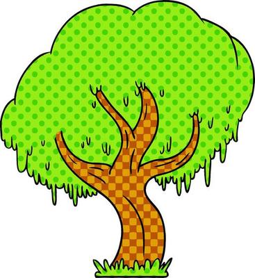 cartoon doodle of a green tree