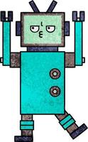 robot de dibujos animados de textura grunge retro vector