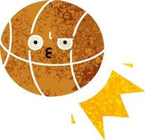 retro illustration style cartoon basketball vector