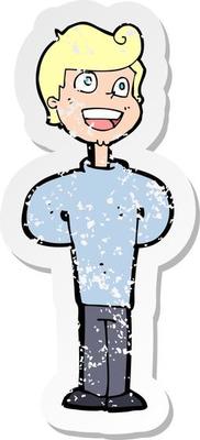 retro distressed sticker of a cartoon happy man