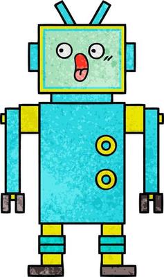 retro grunge texture cartoon robot