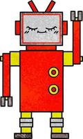 robot de dibujos animados de textura grunge retro vector