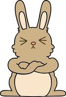 quirky hand drawn cartoon rabbit vector