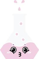 flat color retro cartoon science beaker vector