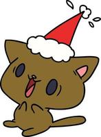 christmas cartoon of kawaii cat vector