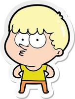 sticker of a cartoon curious boy vector