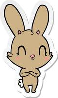 sticker of a cute cartoon rabbit vector