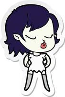 sticker of a cute cartoon vampire girl vector