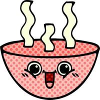 comic book style cartoon bowl of hot soup vector