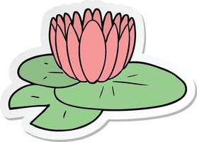 sticker of a cartoon water lily vector