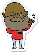 sticker of a cartoon dismissive man with beard frowning vector