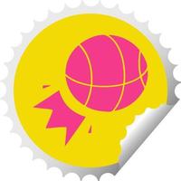 circular peeling sticker cartoon basket ball vector