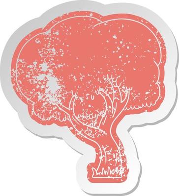 distressed old sticker of a summer tree