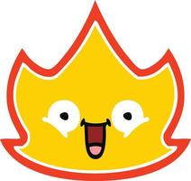 flat color retro cartoon happy fire vector