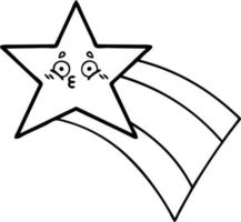 line drawing cartoon shooting rainbow star vector