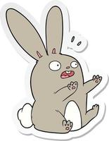 sticker of a cartoon startled rabbit vector