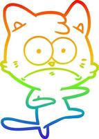 rainbow gradient line drawing cartoon nervous cat vector