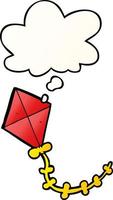 cartoon kite and thought bubble in smooth gradient style vector