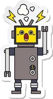 sticker of a cute cartoon broken robot vector