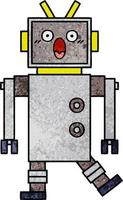 robot de dibujos animados de textura grunge retro vector