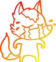 warm gradient line drawing cartoon crying wolf vector