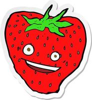 sticker of a cartoon strawberry vector