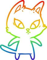 rainbow gradient line drawing confused cartoon cat vector