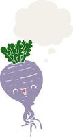 cartoon turnip and thought bubble in retro style vector