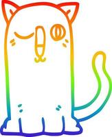 rainbow gradient line drawing cartoon funny cat vector